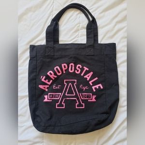 Aeropostale Black and Pink Canvas Tote Bag